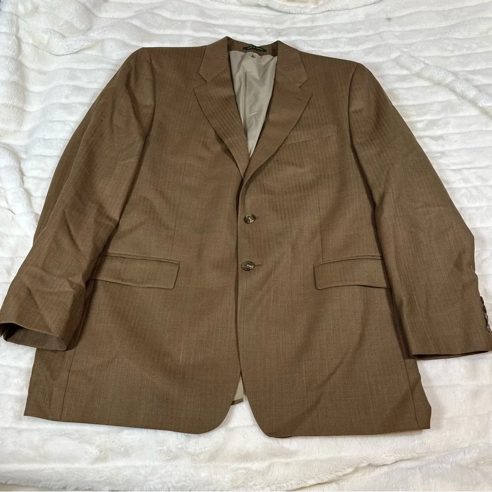 Lauren Ralph Lauren Mens Brown 44L 100% Wool Fall Single Breast Suit Jacket City